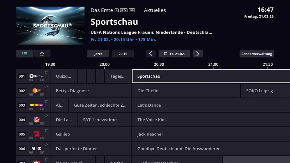 waipu.tv Programmübersicht